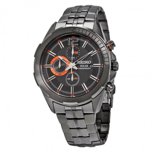 Seiko Recraft Solar Chronograph Black Dial Black Ion-plated Men's Watch SSC383 watches