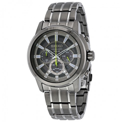Seiko Recraft Solar Chronograph Black Dial Two-tone Men's Watch SSC391 watches