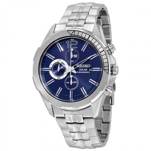 Seiko Recraft Solar Chronograph Blue Dial Stainless steel Men's Watch SSC381 watches