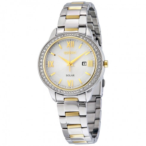 Seiko Recraft Solar Mother of Pearl Dial Two-tone ladies Watch SUT246 watches