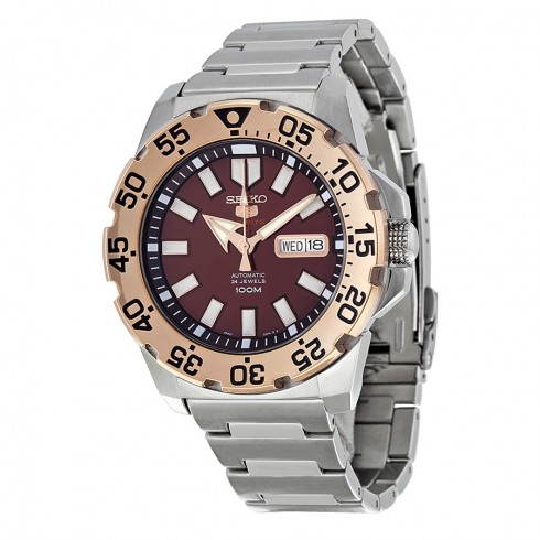 Seiko Series 5 Brown Dial Stainless Steel Men's SRP488 watches