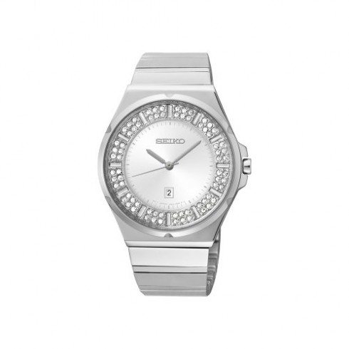 Seiko Silver Crystal-set Diial Stainless Steel Ladies Watch SXDF71 watches