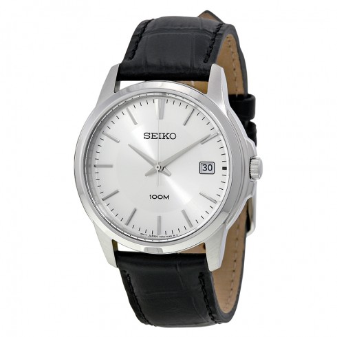Seiko Silver Dial Black Leather Men's Watch SGEF49P2 watches
