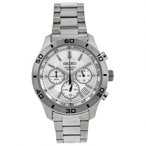 Seiko Silver Dial Chronograph Steel Men's Watch SSB047 watches