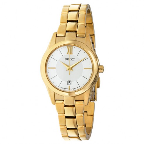 Seiko Silver Dial Gold Tone Stainless Steel Ladies Watch SXDC82 watches