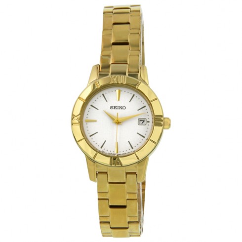 Replica Seiko Silver Dial Gold-tone Ladies Watch SXDE40 Watch