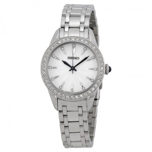 Seiko Silver Dial Stainless Steel Crystals Ladies Watch SRZ385 watches