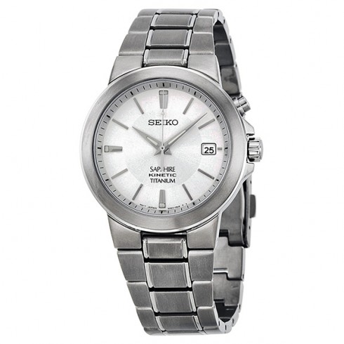 Seiko Silver Dial Titanium Kinetic Men's Watch SKA329 watches