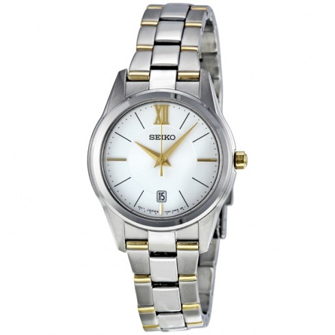 Seiko Silver Dial Two Tone Stainless Steel Ladies Watch SXDC81 watches