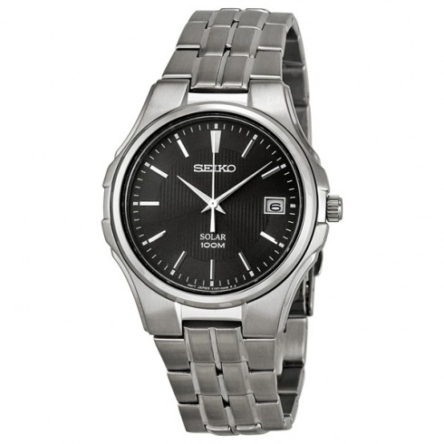Seiko Solar Analog Black Dial Men's Watch SNE121 watches