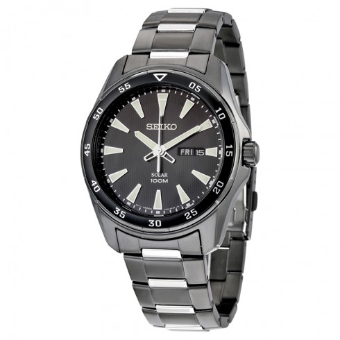 Seiko Solar Black Dial Black Ion-plated Men's Watch SNE401 watches