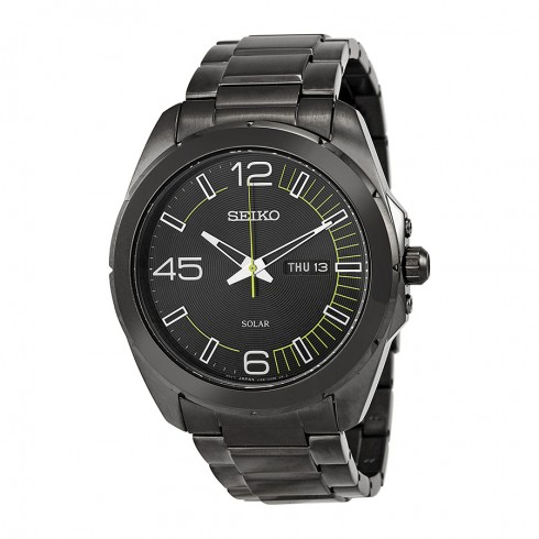 Seiko Solar Black Dial Black IP Stainless Steel Men's Watch SNE275 watches