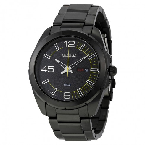 Seiko Solar Black Dial Black-plated Men's Watch SNE287 watches