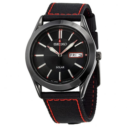 Seiko Solar Black Dial Black PVD Men's Watch SNE239 watches