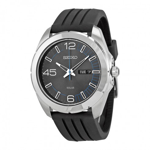 Seiko Solar Black Dial Black Rubber Strap Men's Watch SNE277 watches
