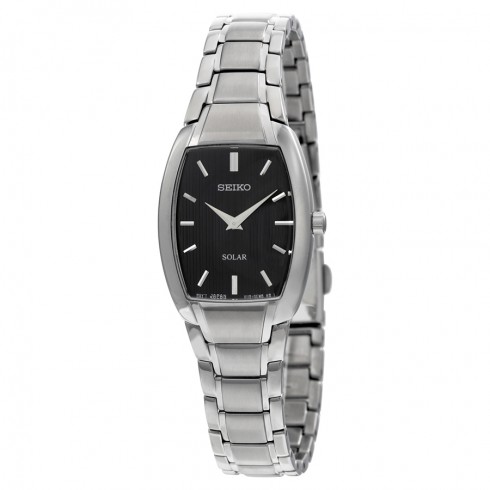 Seiko Solar Black Dial Stainless Steel Ladies Watch SUP259 watches