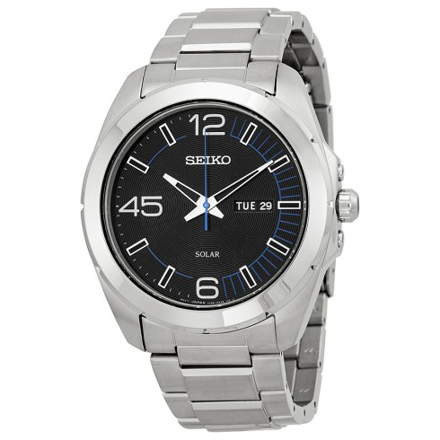 Seiko Solar Black Dial Stainless Steel Men's Watch SNE277P2 watches