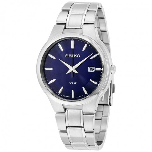 Seiko Solar Black Dial Stainless Steel Men's Watch SNE403 watches
