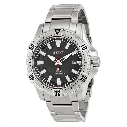Seiko Solar Black Dial Stainless Steel Men's Watch SNE293 watches