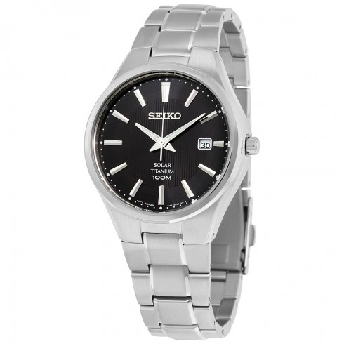 Replica Seiko Solar Black Dial Titanium Men's Watch SNE377 Watch