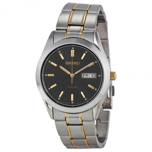 Seiko Solar Black Dial Two-tone Men's Watch SNE047 watches