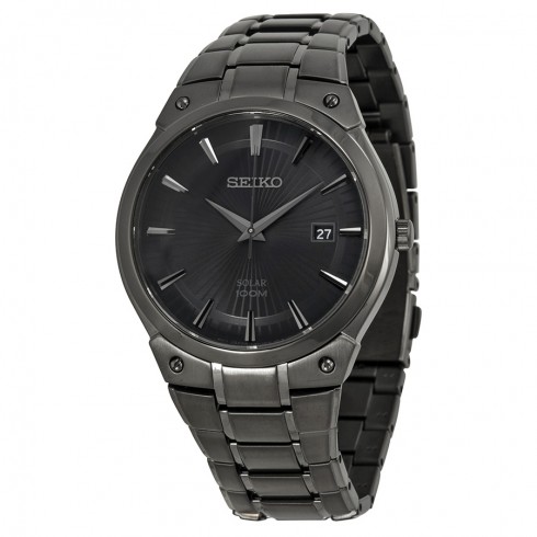 Seiko Solar Black Sunray Dial Black Ion-plated Men's Watch SNE325 watches