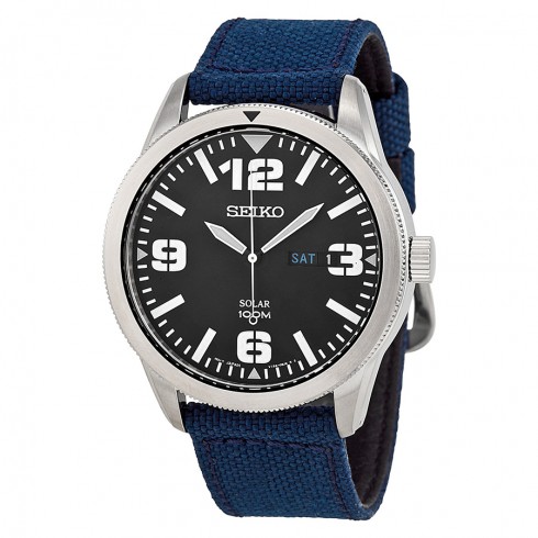 Seiko Solar Blue Dial Blue Nylon Men's Watch SNE329 watches
