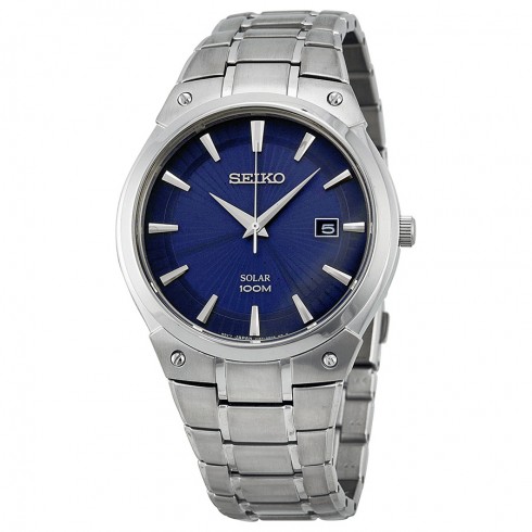 Seiko Solar Blue Dial Stainless Steel Men's Watch SNE323 watches