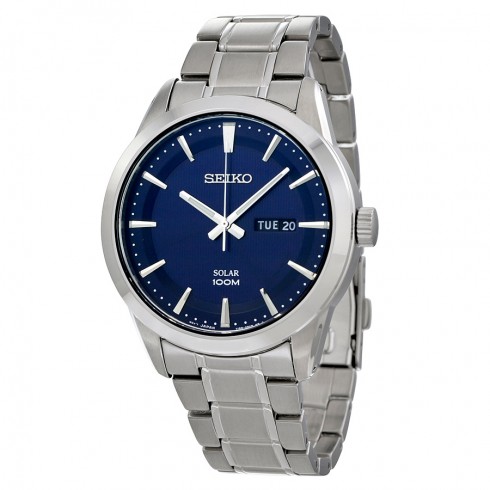 Seiko Solar Blue Dial Stainless Steel Men's Watch SNE361 watches