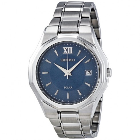 Seiko Solar Blue Dial Stainless Steel Men's Watch SNE165 watches