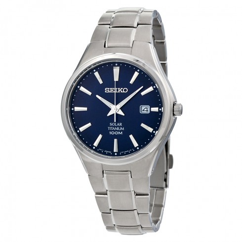 Seiko Solar Blue Dial Titanium Men's Watch SNE381 watches