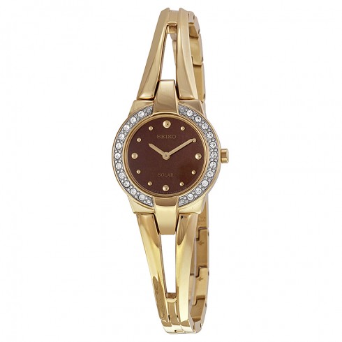 Seiko Solar Brown Dial Gold-plated Ladies Watch SUP208 watches