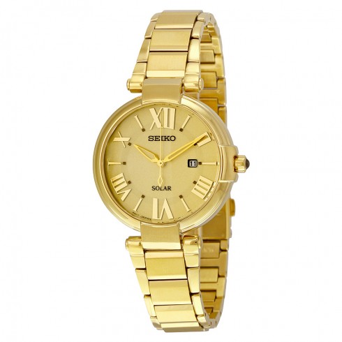 Seiko Solar Champagne Dial Gold-tone Ladies Watch SUT176 watches
