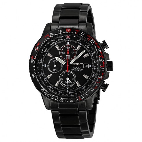 Seiko Solar Chronograph All Black Men's Watch SSC145 watches