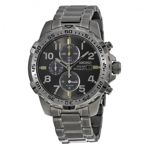 Seiko Solar Chronograph Black Dial Gray Ion-plated Men's Watch SSC307 watches