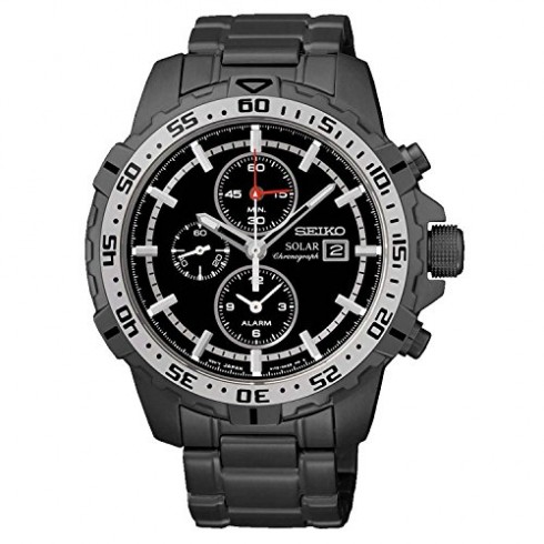 Seiko Solar Chronograph Black Dial Gunmetal Ion-plated Men's Watch SSC301 watches