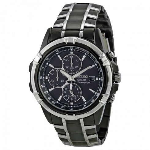 Seiko Solar Chronograph Black Dial Men's Watch SSC143 watches