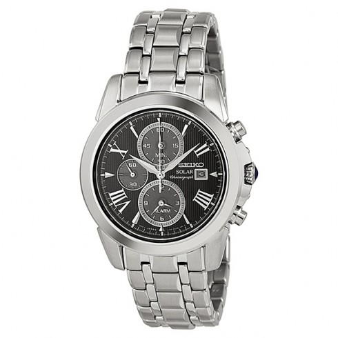 Seiko Solar Chronograph Black Dial Stainelss Steel Men's Watch SSC193 watches