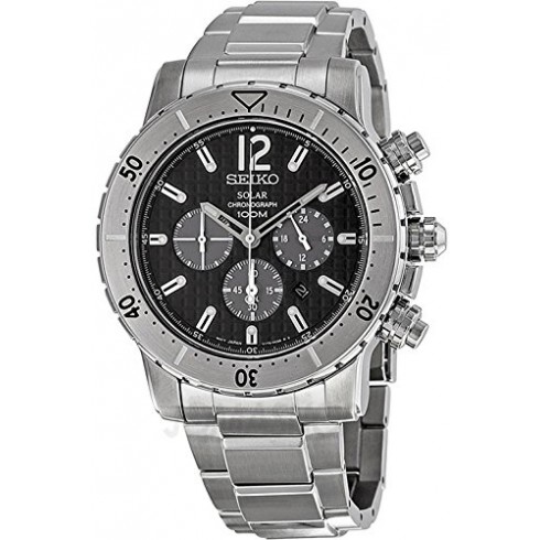 Seiko Solar Chronograph Black Dial Stainless Steel Men's Watch SSC223P1 watches