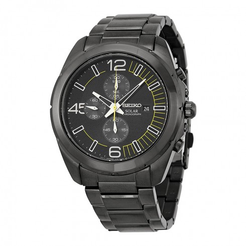 Seiko Solar Chronograph Black Dial Stainless Steel Men's Watch Watch SSC217 watches