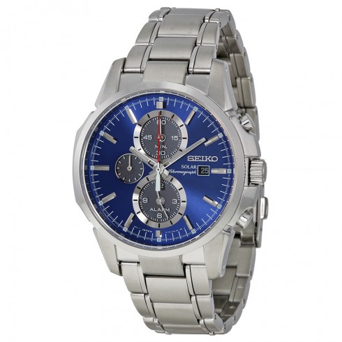 Seiko Solar Chronograph Blue Dial Stainless Steel Men's Watch SSC085 watches