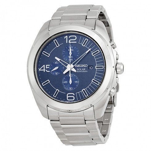 Seiko Solar Chronograph Blue Dial Stainless Steel Men's Watch SSC201 watches