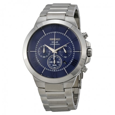 Replica Seiko Solar Chronograph Blue Dial Stainless Steel Men's Watch SSC281 Watch