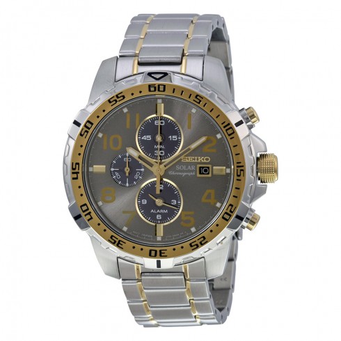Seiko Solar Chronograph Grey Dial Stainless Steel Men's Watch SSC304 watches