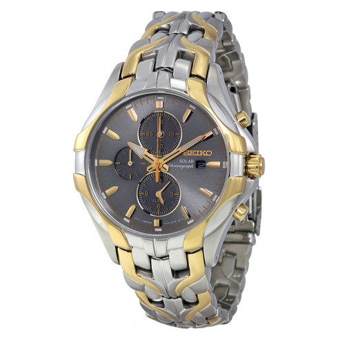 Seiko Solar Chronograph Grey Dial Two-tone Men's Watch SSC138 watches