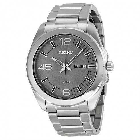 Seiko Solar Grey Dial Stainless Steel Men's Watch SNE273 watches