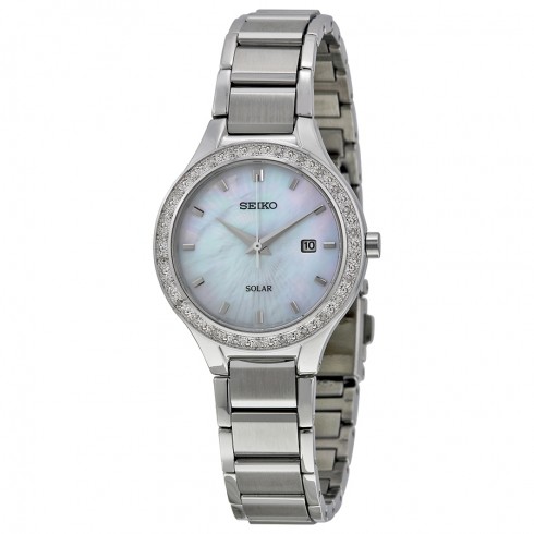 Replica Seiko Solar Mother Of Pearl Dial Stainless Steel Case and Band Ladies Quartz Watch SUT135 Watch