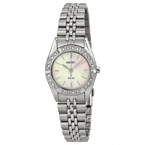 Seiko Solar Mother Of Pearl Dial Stainless Steel Ladies Watch SUP093 watches
