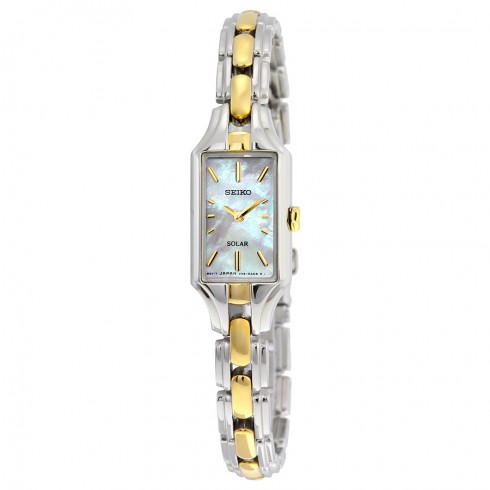Seiko Solar Mother of Pearl Dial Two Tone Ladies Watch SUP164 watches