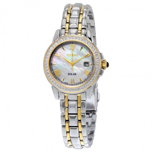 Seiko Solar Mother of Pearl Dial Two-tone Ladies Watch SUT170 watches